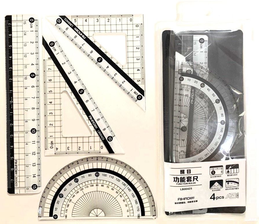 Набір лінійок і трикутників в чохлі на zip-застібці LB 00423 AIHAO