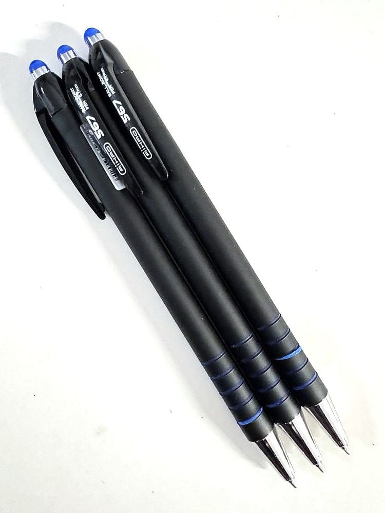 Ручка кулькова автоматична чорний корпус синя, чорна, червона (24/288) AH-567 AIHAO