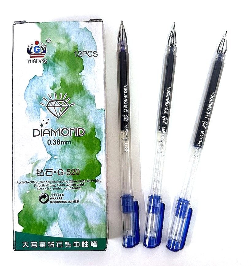 Ручка гелева 0,38 мм синя Yuguang gel (12 шт/уп) S-2490 Schreiber