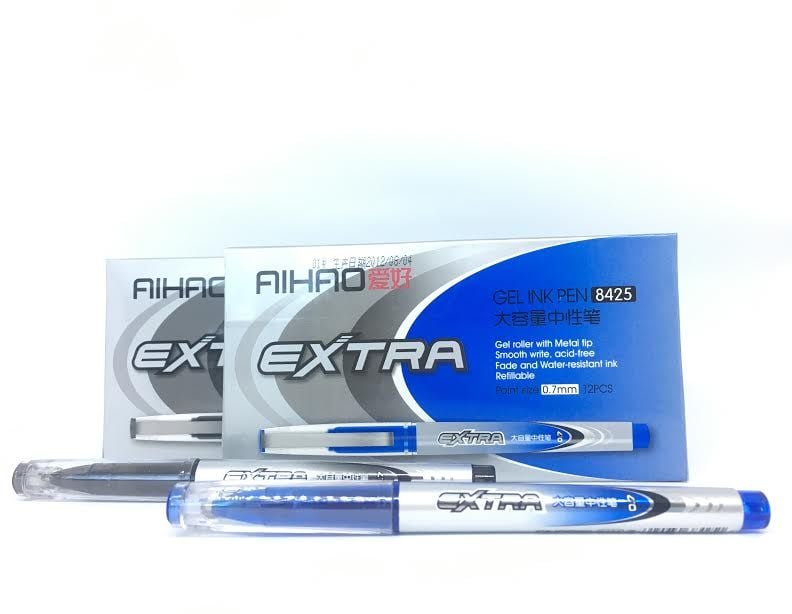 Ручка гелева 0,7 мм синя, чорна (12) AH-8425 AIHAO