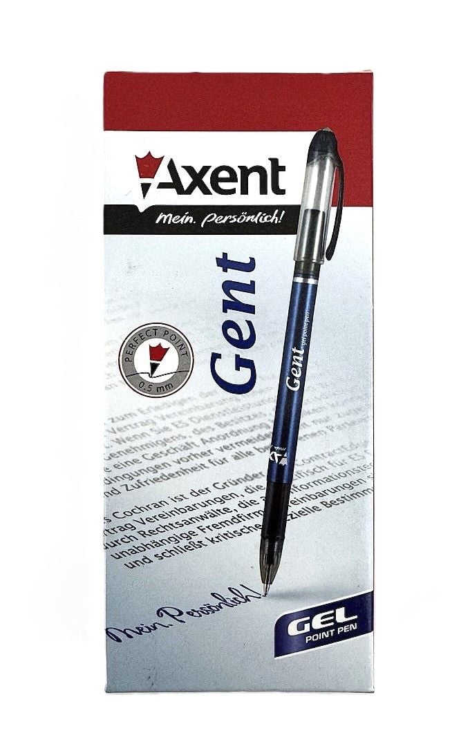 Ручка гелева Gent 0,5 мм синя (12 шт/уп) AG 1051-02 Axent
