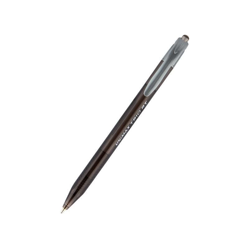 Ручка кулькова автоматична трикутний корпус Trio RT чорна (12 шт/уп) UX-109-01 UNIMAX