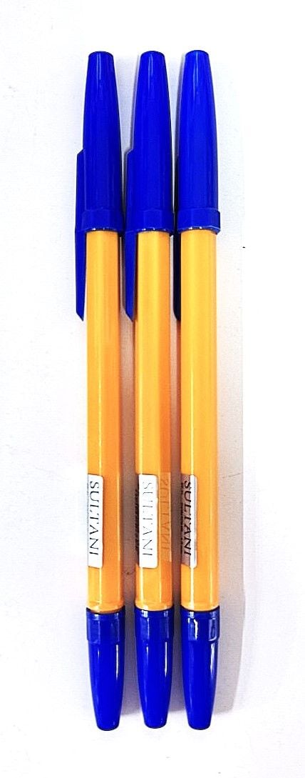 Ручка масляна жовтий пластмасовий корпус 1,0 мм синя ST-71 SULTANI