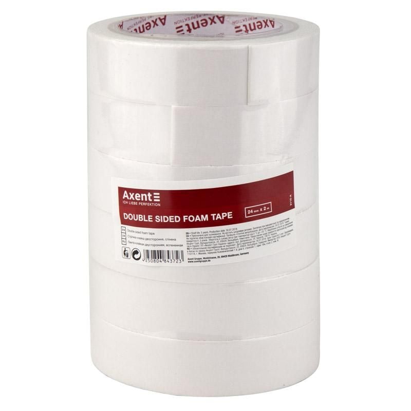 Стрічка клейка двустороння 24*2 м спінена (6/144) 3112-А Axent