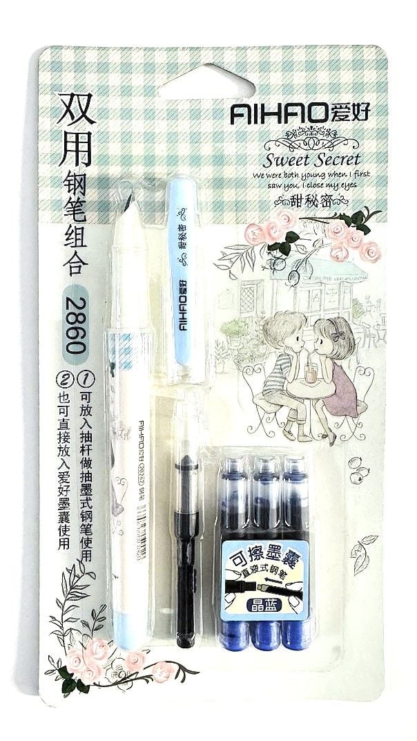 Ручка пір'яна із закритим пером та капсулами у наборі АН-2860 AIHAO