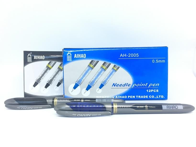 Ручка ролер синя, чорна (12 шт) AH-2005 AIHAO