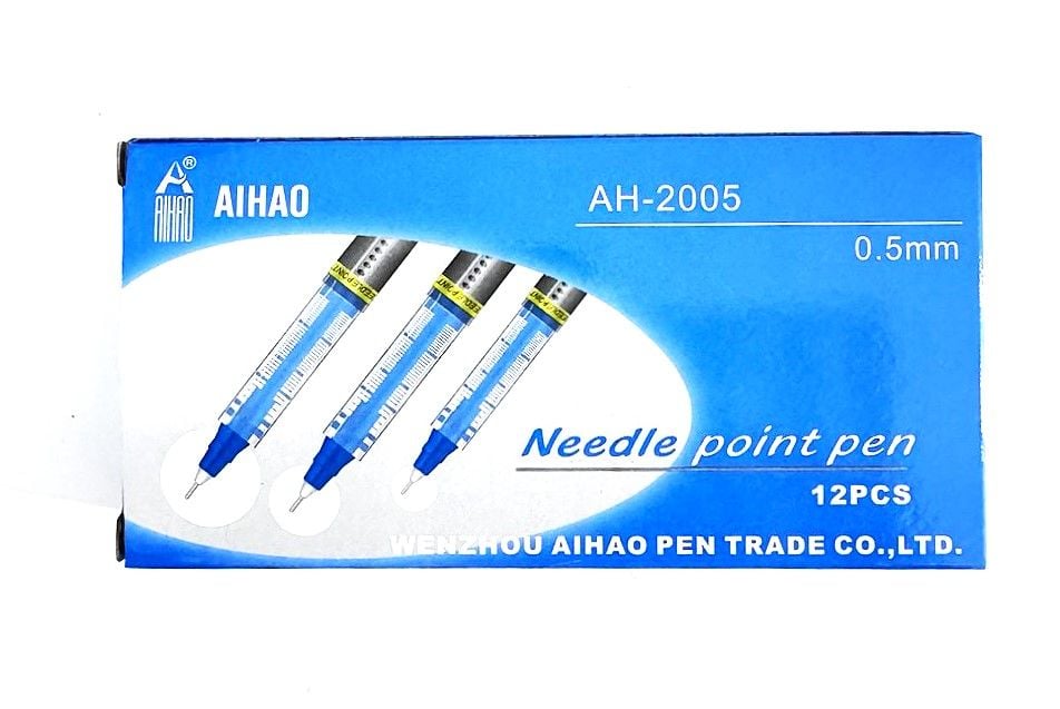 Ручка ролер синя, чорна (12 шт) AH-2005 AIHAO