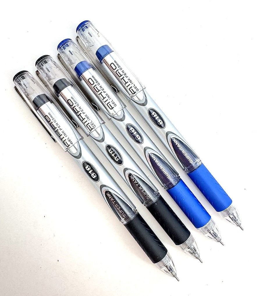 Ручка гелева гелева 0,5 мм товстий стрижень Super Tank син, чорн (6 шт/уп) AH-818 AIHAO