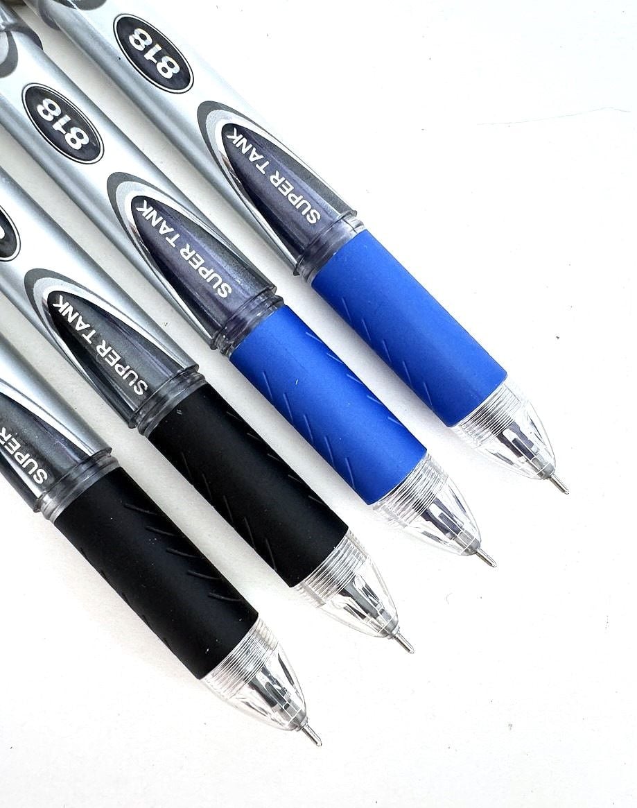 Ручка гелева гелева 0,5 мм товстий стрижень Super Tank син, чорн (6 шт/уп) AH-818 AIHAO