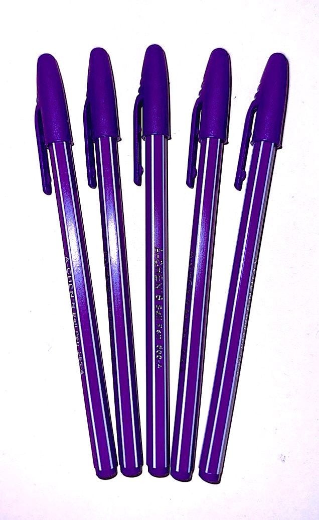 Ручка кулькова смугастий корпус Фіолетова AH-555 AIHAO