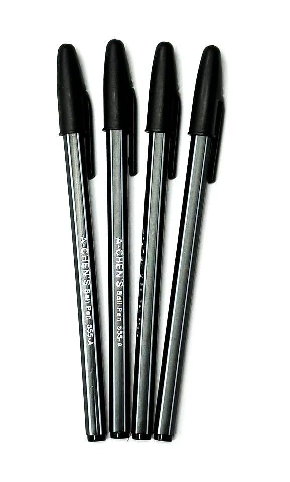 Ручка кулькова смугастий корпус Чорна AH-555 AIHAO