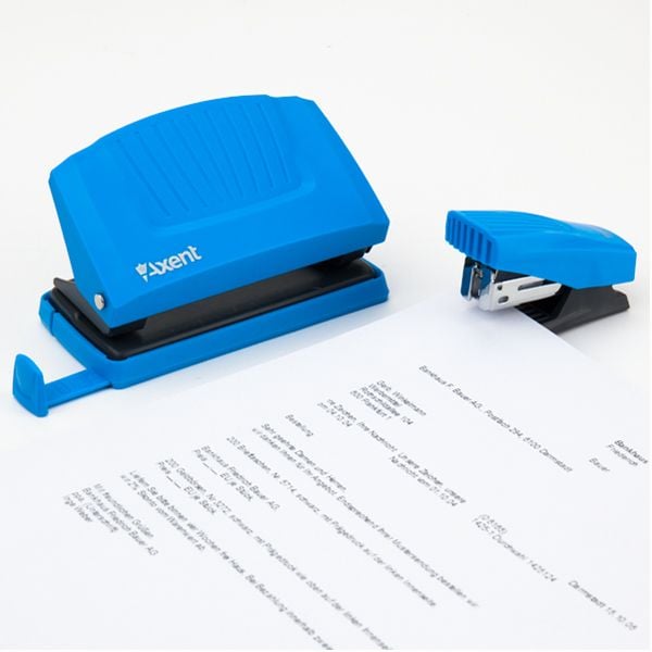 Степлер № 24 на 12арк зшиву Shell міні блакитний 4831-07 Axent