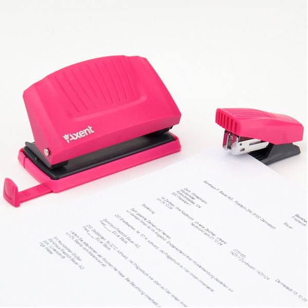 Степлер № 24 на 12арк зшиву Shell міні рожевий 4831-10 Axent