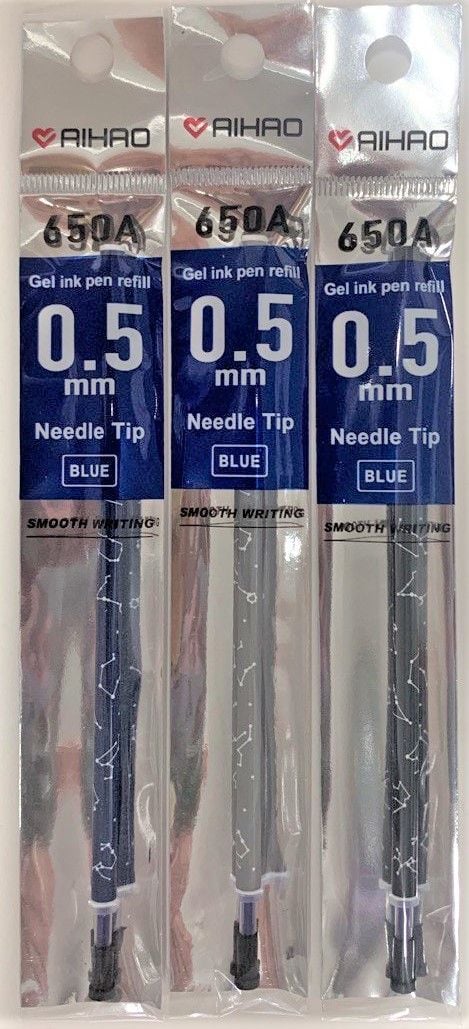 Стрижні гелеві 0,5 мм чорн, син (20 шт/уп) 650A AIHAO