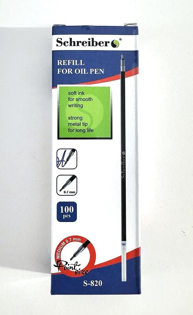 Стрижні кулькові на масляній основі 0,7 мм, довжина 136,5 мм (100 шт/уп) S-820 Schreiber