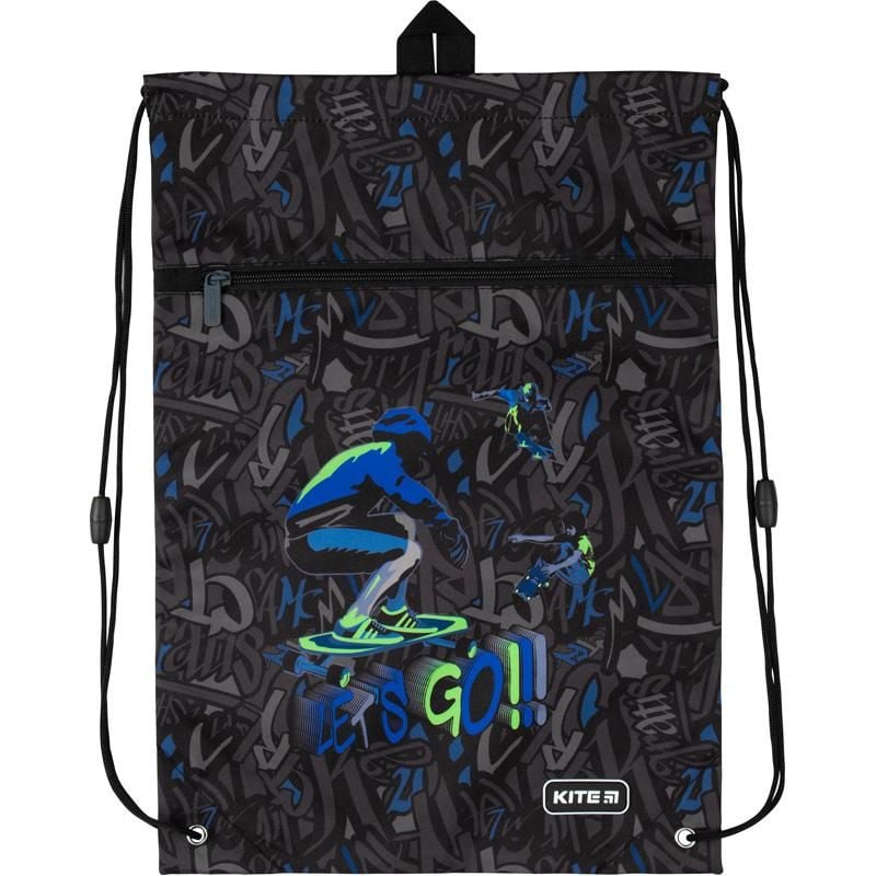 Сумка з кишенею Dino and skate сіра K20-601M-16 Kite