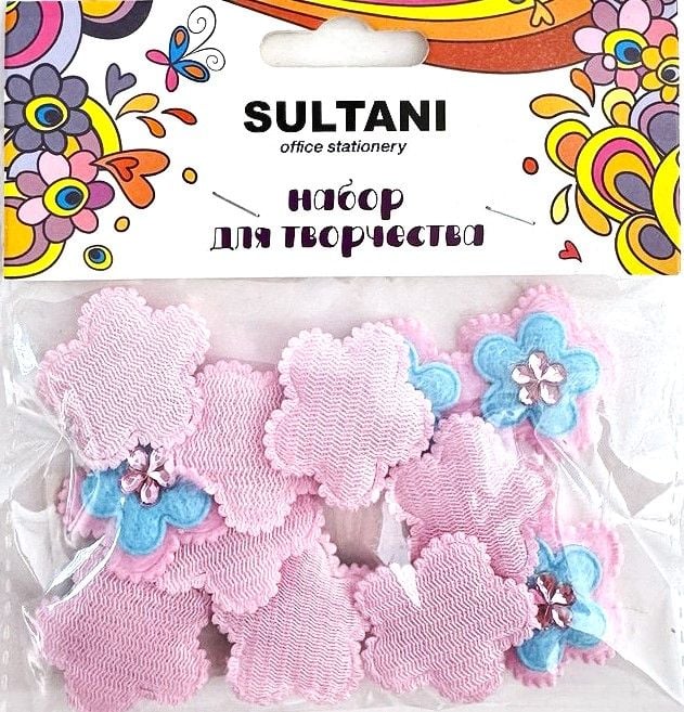 Фетрові аплікації Квіти зі стразами 12 шт ST-4268 SULTANI