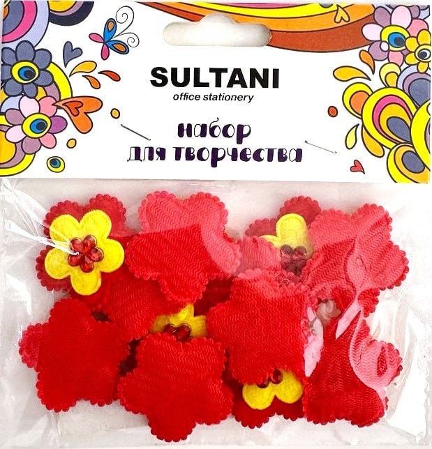 Фетрові аплікації Квіти зі стразами 12 шт ST-4268 SULTANI