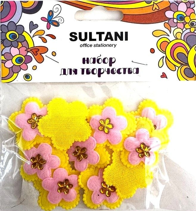 Фетрові аплікації Квіти зі стразами 12 шт ST-4268 SULTANI