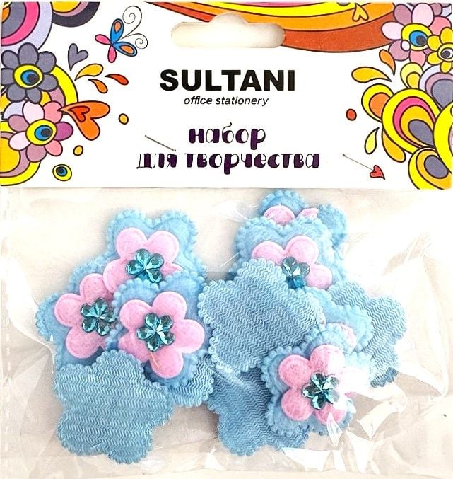 Фетрові аплікації Квіти зі стразами 12 шт ST-4268 SULTANI