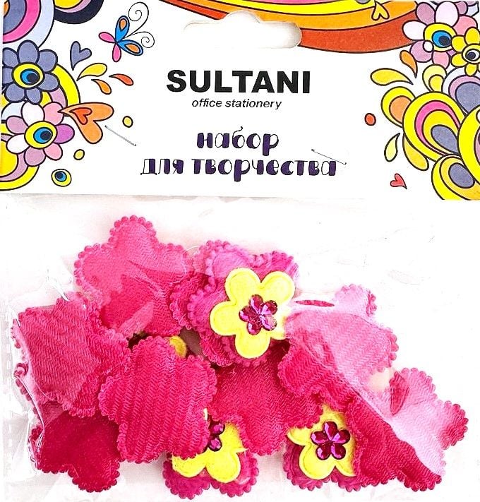 Фетрові аплікації Квіти зі стразами 12 шт ST-4268 SULTANI