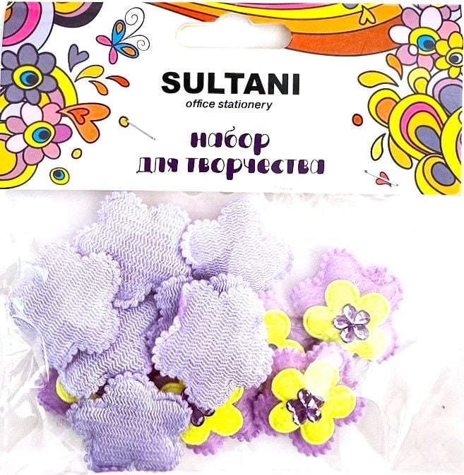 Фетрові аплікації Квіти зі стразами 12 шт ST-4268 SULTANI