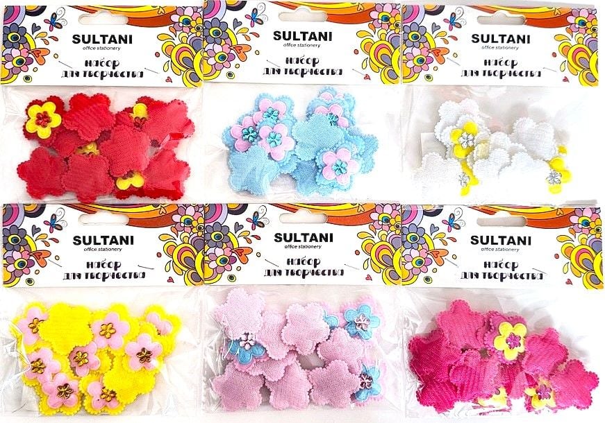 Фетрові аплікації Квіти зі стразами 12 шт ST-4268 SULTANI