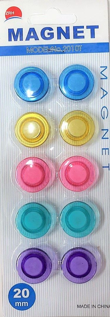 Магніти 20 мм кольорові напівпрозорі та цифри 10 шт на планшеті MAG 3010 AIHAO