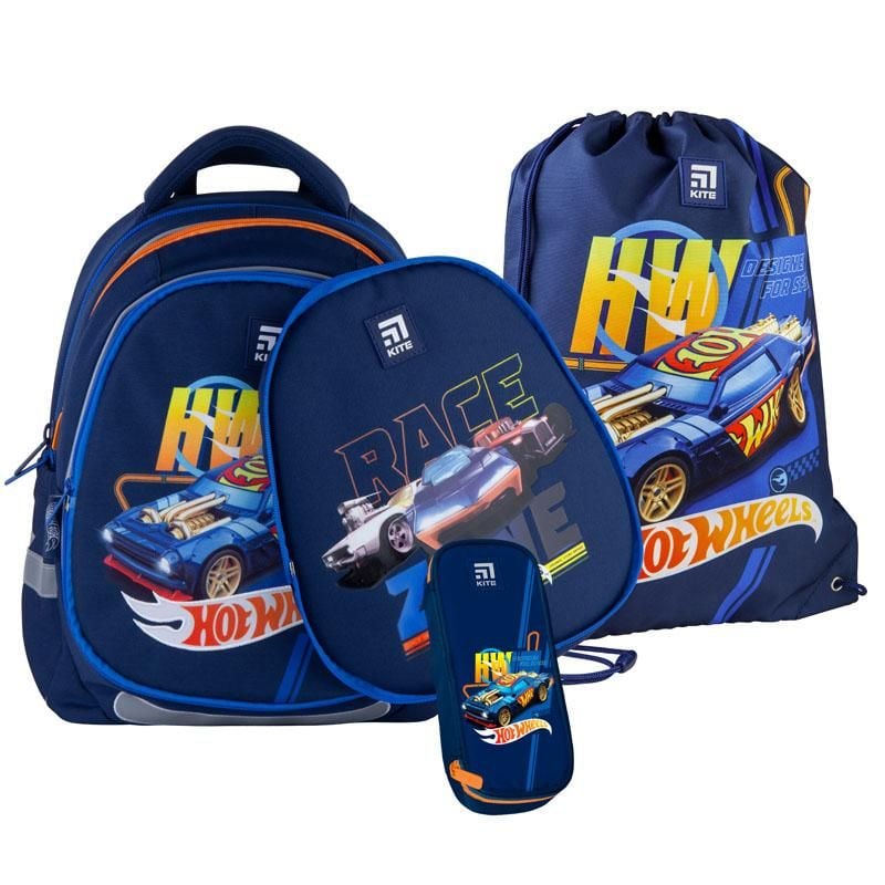 Рюкзак набір +пенал + сумка для взуття Hot Wheels зі змінною панеллю SET-HW21-700M(2p) Kite