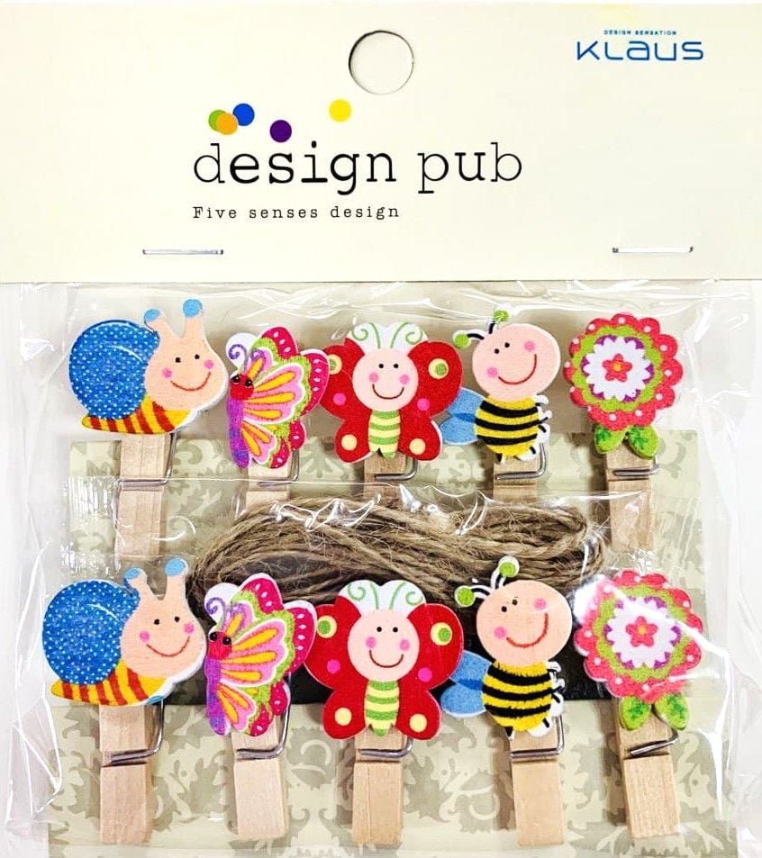 Прищіпка дерев'яна 10 шт/планшет Комахи (12 планш/уп) ST-10E SULTANI