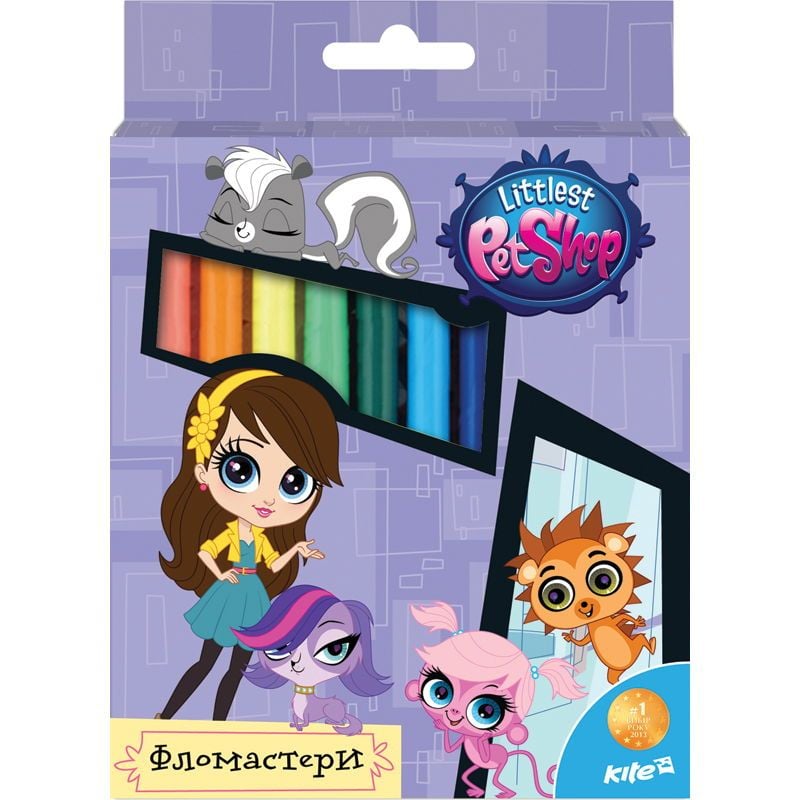 Фломастери 12кол з наліпками Pet Shop PS15-046K Kite