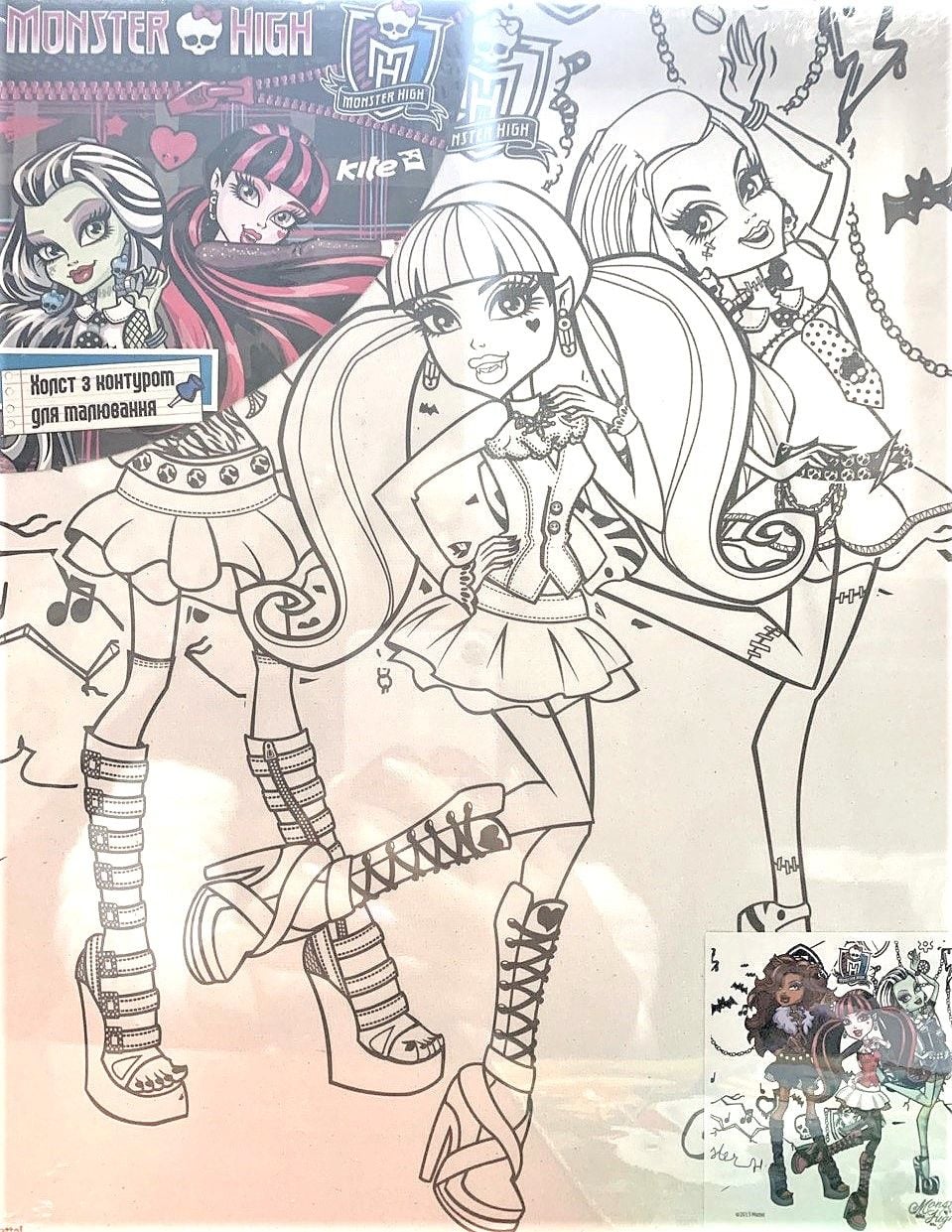 Холст з контуром 25*30 см Monster High (24 шт/уп) MH14-218K Kite