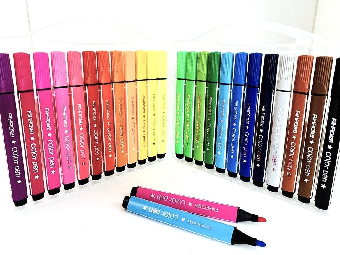 Фломастери 24кол трикутні в пластиковому боксі (64) 1996-24 AIHAO