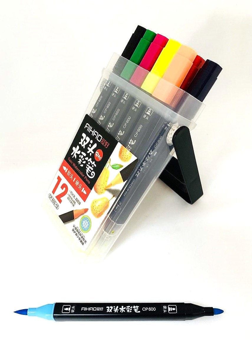 Фломастери 2х-сторонні для каліграфії 12 кол (96) CP 600-12 AIHAO