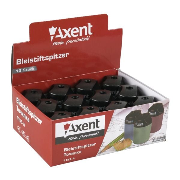 Чинка з контейнером асорті (12 шт/уп) 1153 Axent