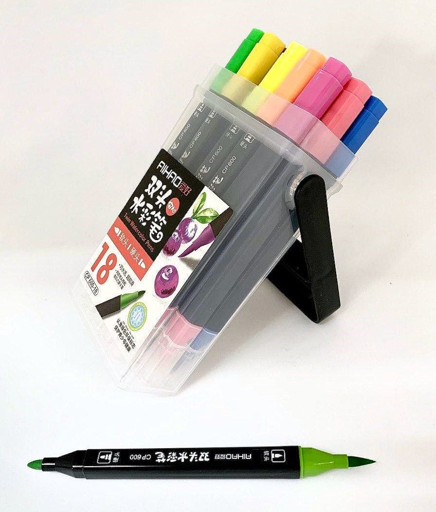 Фломастери 2х-сторонні для каліграфії 18 кол (80) CP 600-18 AIHAO