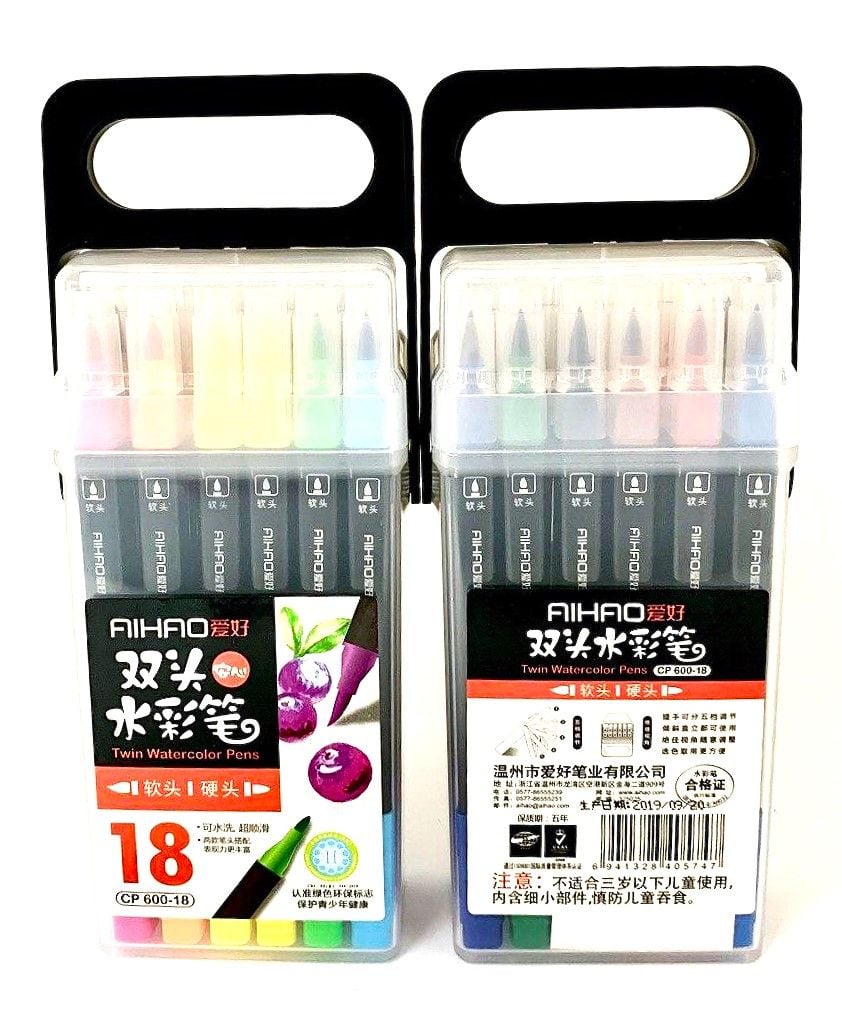 Фломастери 2х-сторонні для каліграфії 18 кол (80) CP 600-18 AIHAO