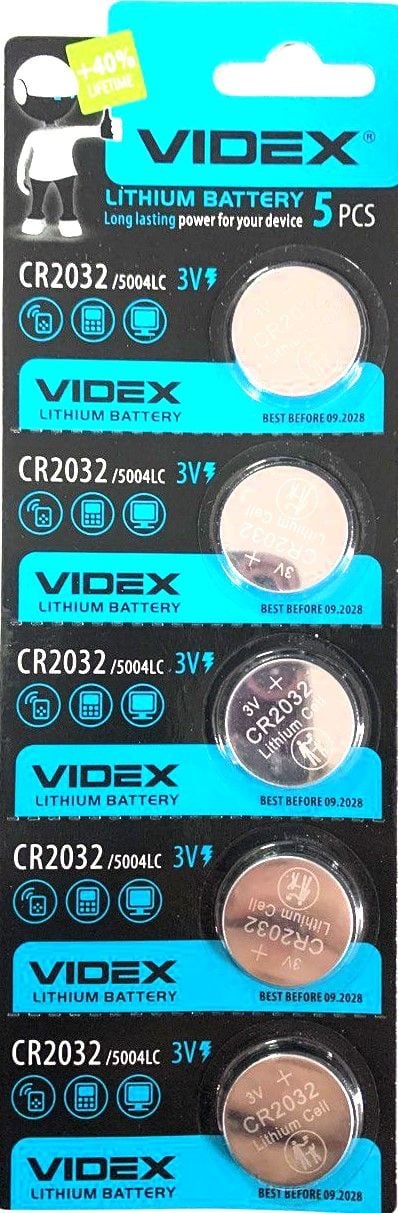 Елементи живлення лужний 3 V 5 шт/блістер CR-2032 Videx