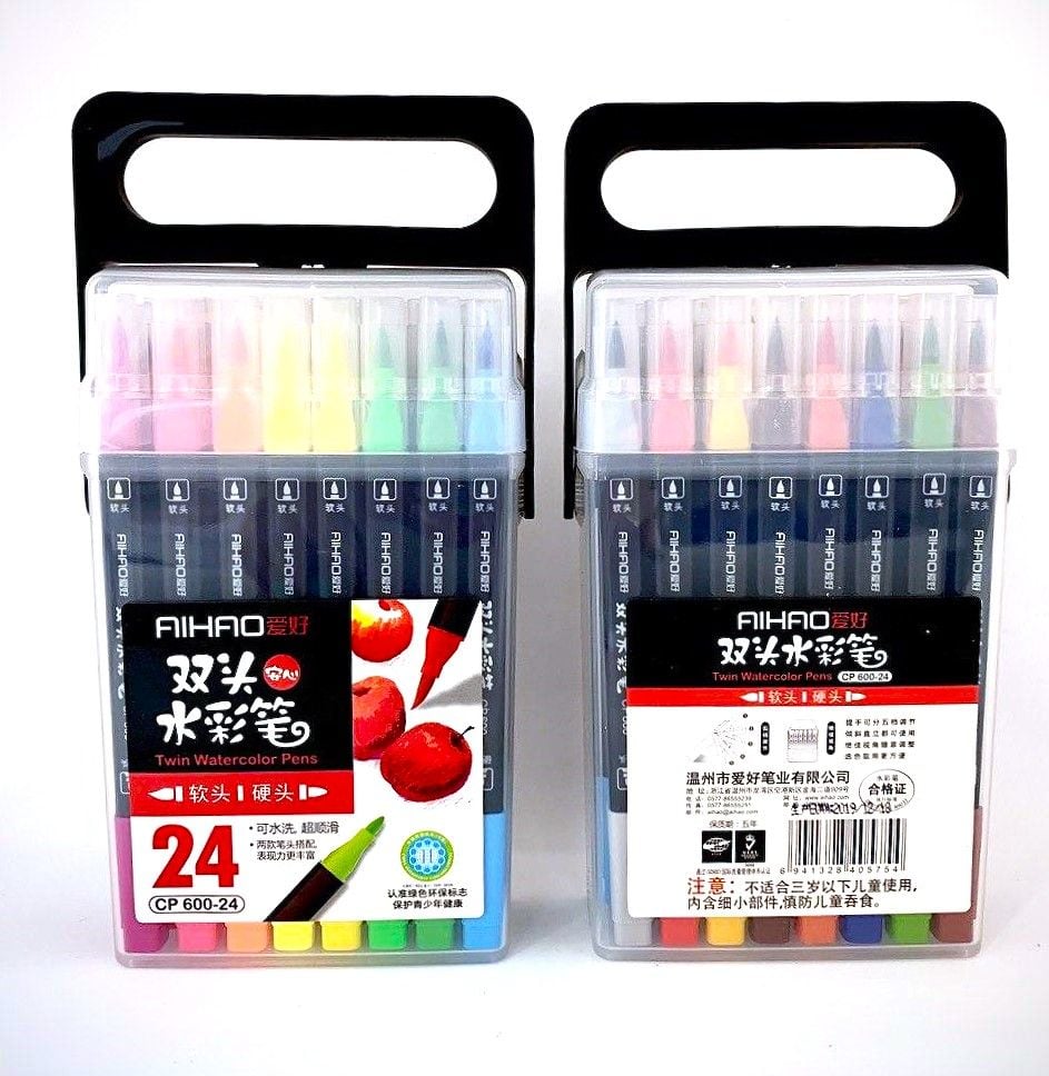 Фломастери 2х-сторонні для каліграфії 24 кол (16 шт/уп) CP 600-24 AIHAO