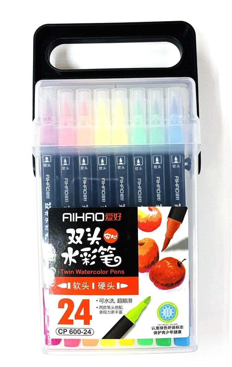 Фломастери 2х-сторонні для каліграфії 24 кол (16 шт/уп) CP 600-24 AIHAO