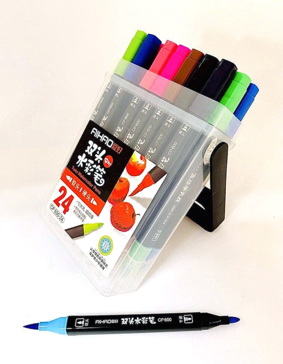 Фломастери 2х-сторонні для каліграфії 24 кол (16 шт/уп) CP 600-24 AIHAO