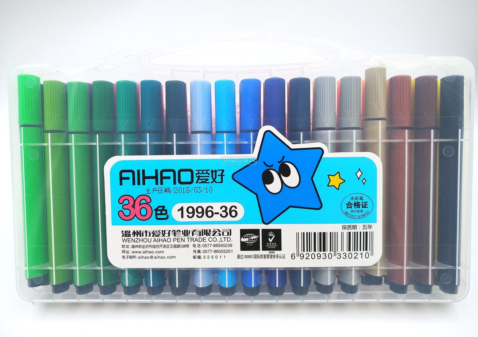 Фломастери 36кол трикутні в пластиковому боксі (48) 1996-36 AIHAO