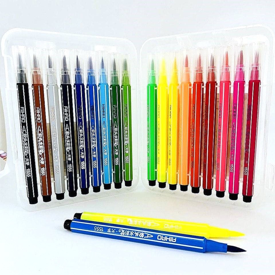 Фломастери для каліграфії в пластиковому кейсі 18 кол (12 шт/уп) 1555-18 AIHAO