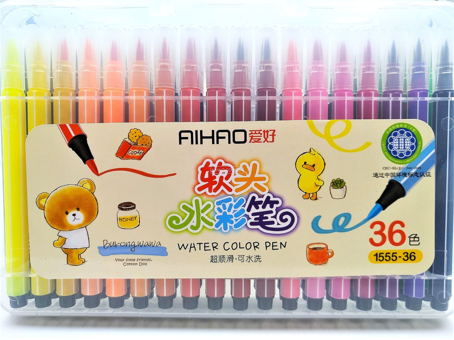 Фломастери для каліграфії в пластиковому кейсі 24 кол (9 шт/уп) 1555-24 AIHAO