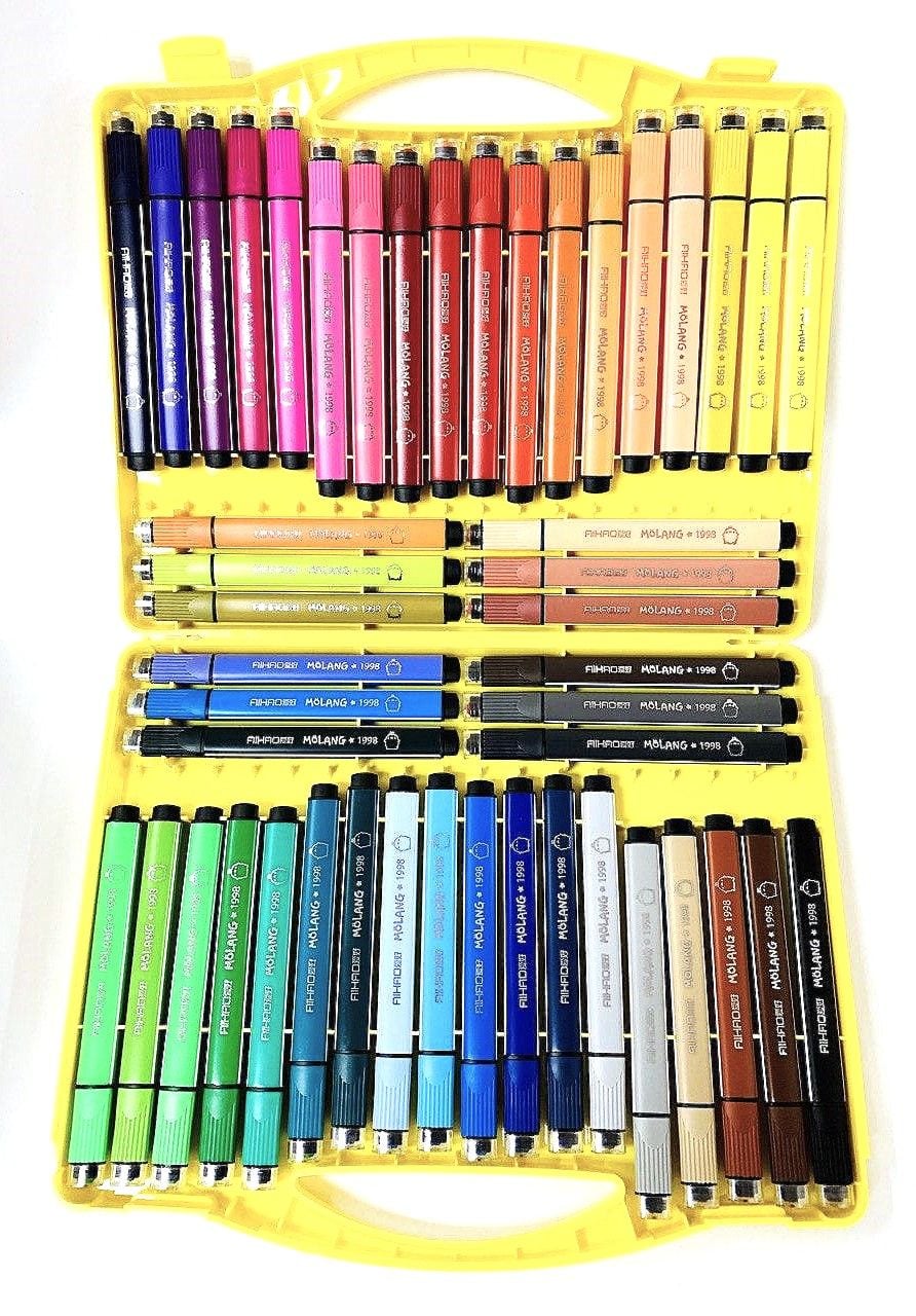 Фломастери з печаткою 48кол трикутні в пластиковому боксі (16 шт/уп) 1998-48 AIHAO