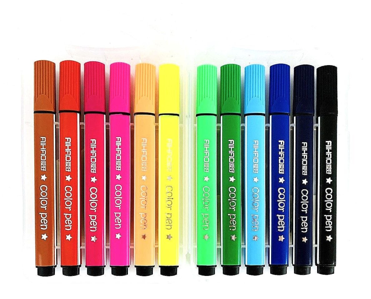 Фломастери 12кол трикутні в пластиковому боксі (24 шт/уп) AH1996-12 AIHAO