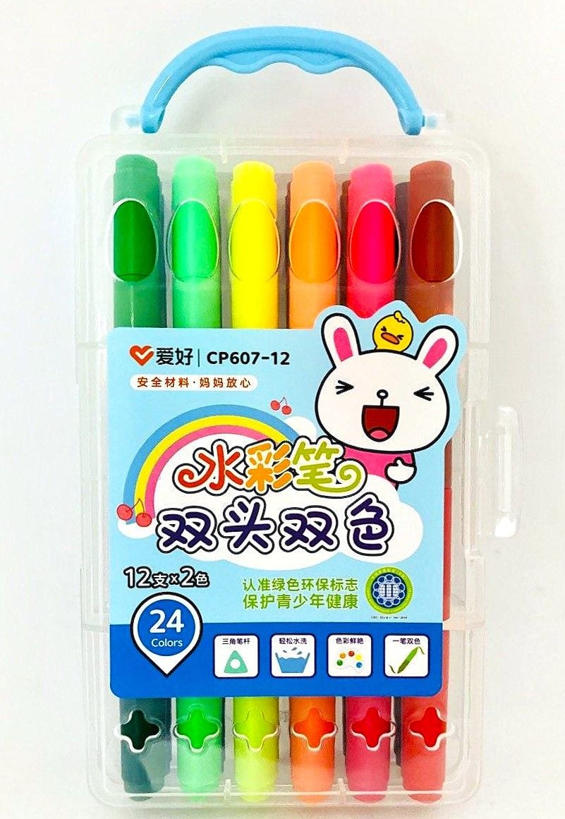 Фломастери 2х-сторонні 12 шт 24 кол на водяній основі (24 шт/уп) CP 607-12 AIHAO