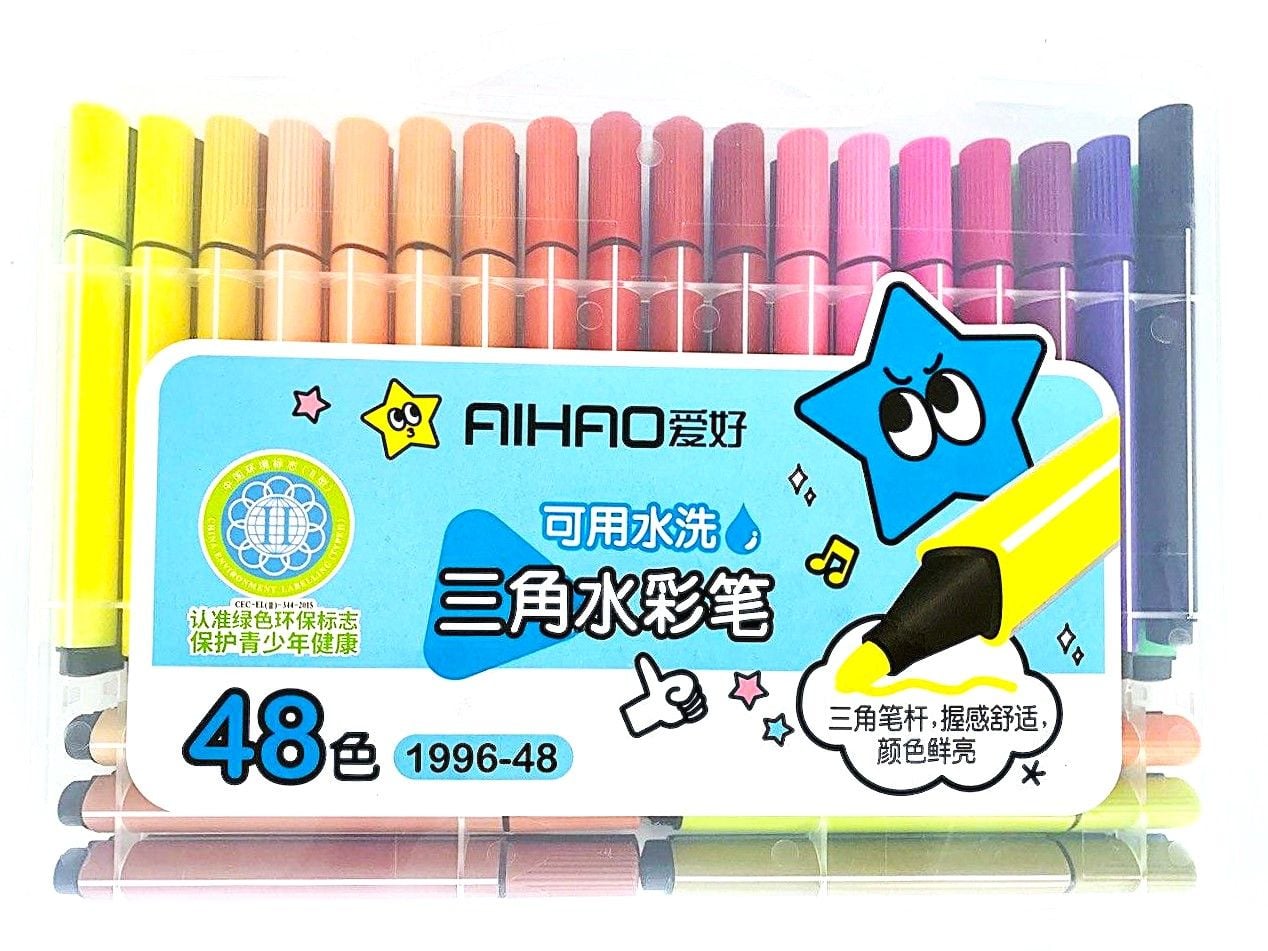 Фломастери 48кол трикутні в пластиковому боксі 1996-48 AIHAO