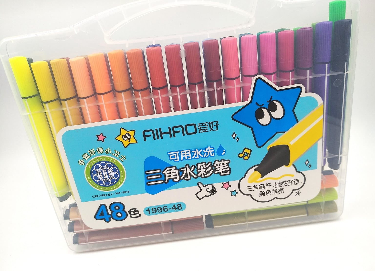 Фломастери 48кол трикутні в пластиковому боксі 1996-48 AIHAO