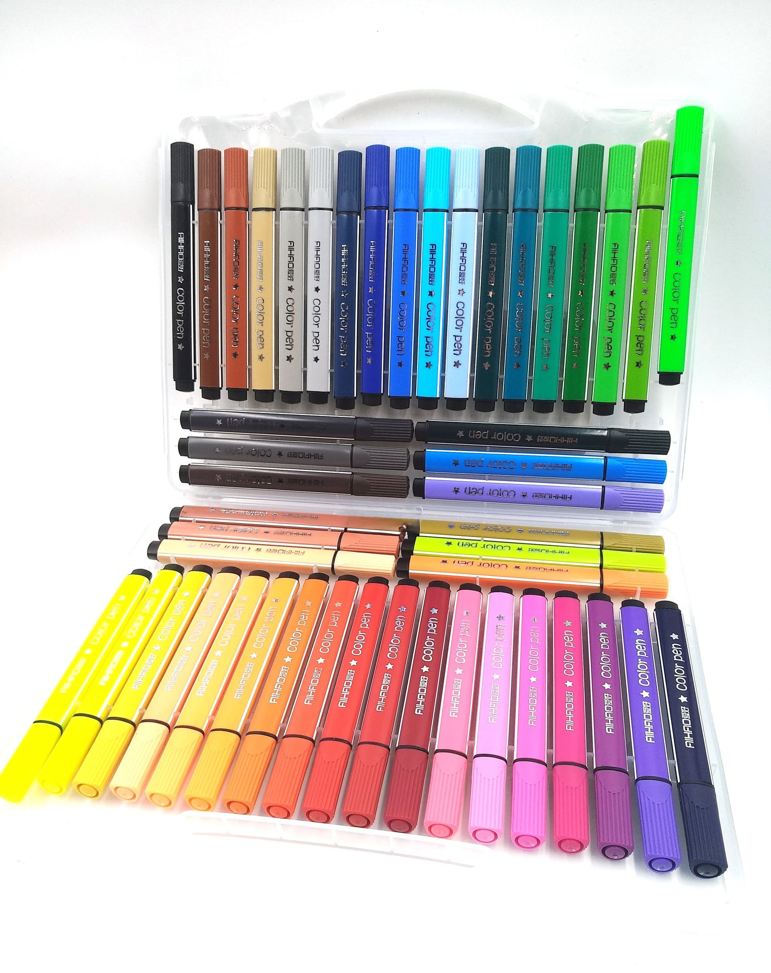 Фломастери 48кол трикутні в пластиковому боксі 1996-48 AIHAO